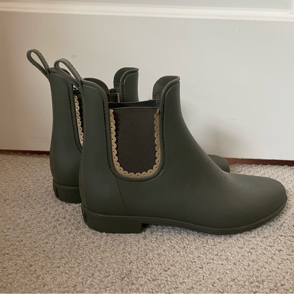Jack Rogers Green and Gold Accent Ankle Rain Boots - Size 9